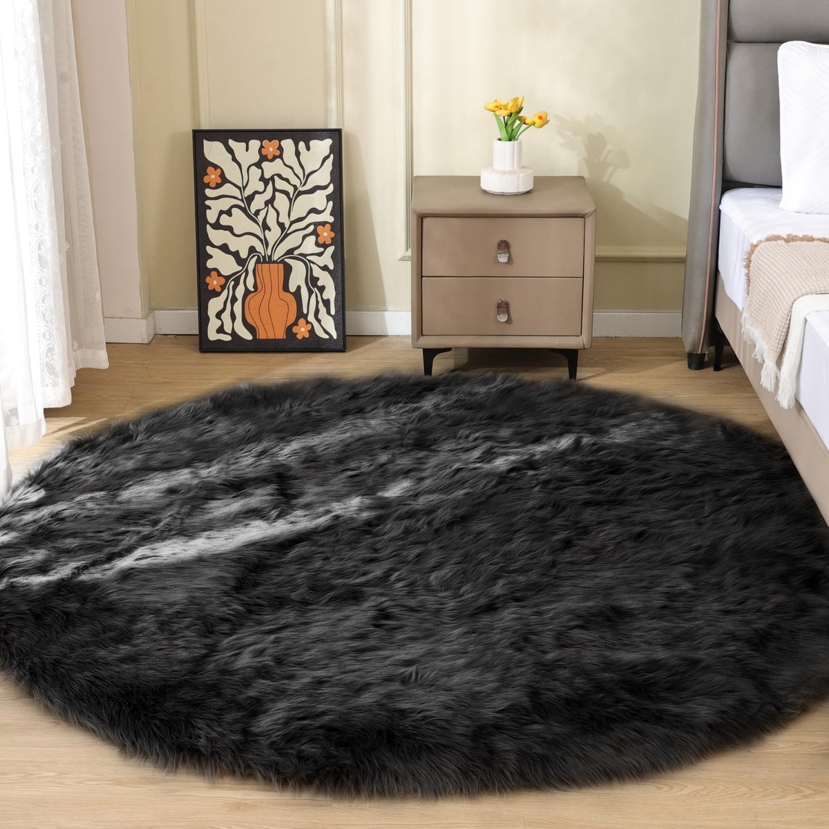 ORINOVA White Faux Sheepskin Fuzzy Fur Rugs for Bedroom Small Machine Washable Fluffy Area Rugs for Living Room 2x4 Shag Nursery Rug
