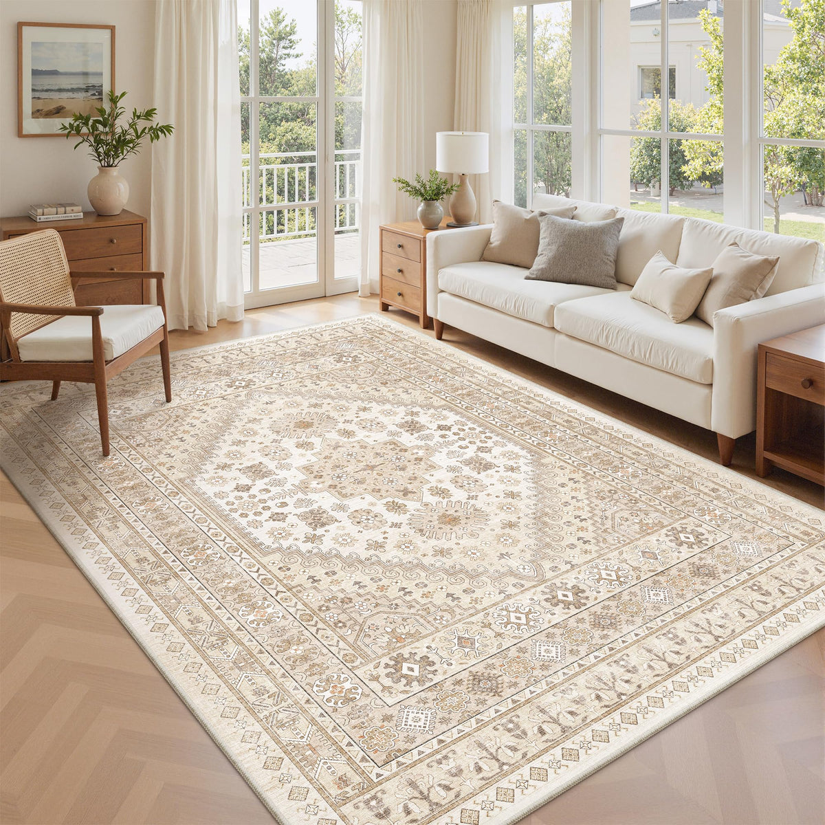 zesthome 5x7 Area Rugs for Living Room,Large Washable Rug,Orange