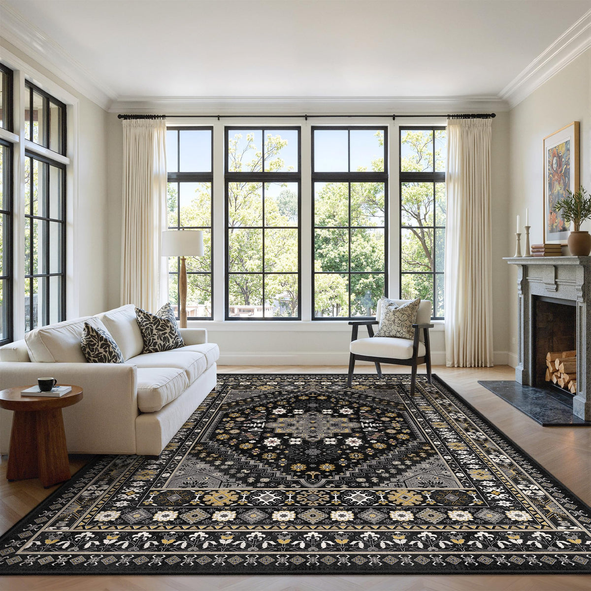 zesthome 5x7 Area Rugs for Living Room,Large Washable Rug,Orange