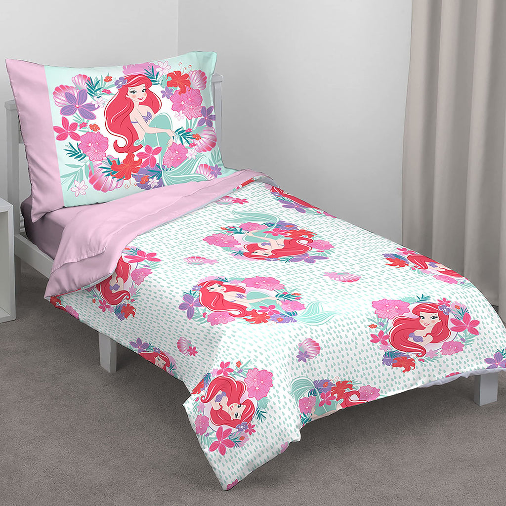 Disney 4 Piece Minnie's Fluttery Friends Toddler Bedding Set, Lavender