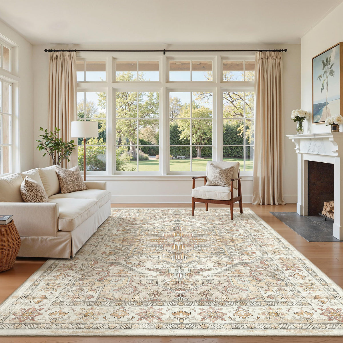zesthome 5x7 Area Rugs for Living Room,Large Washable Rug,Orange