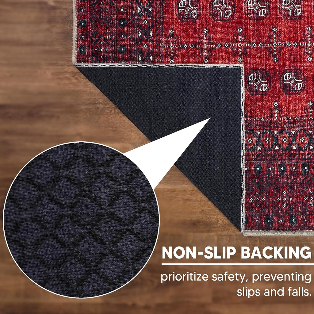 Keen Home Design Vintage Washable Area Rug, Non-Slip Low Pile, 5x7