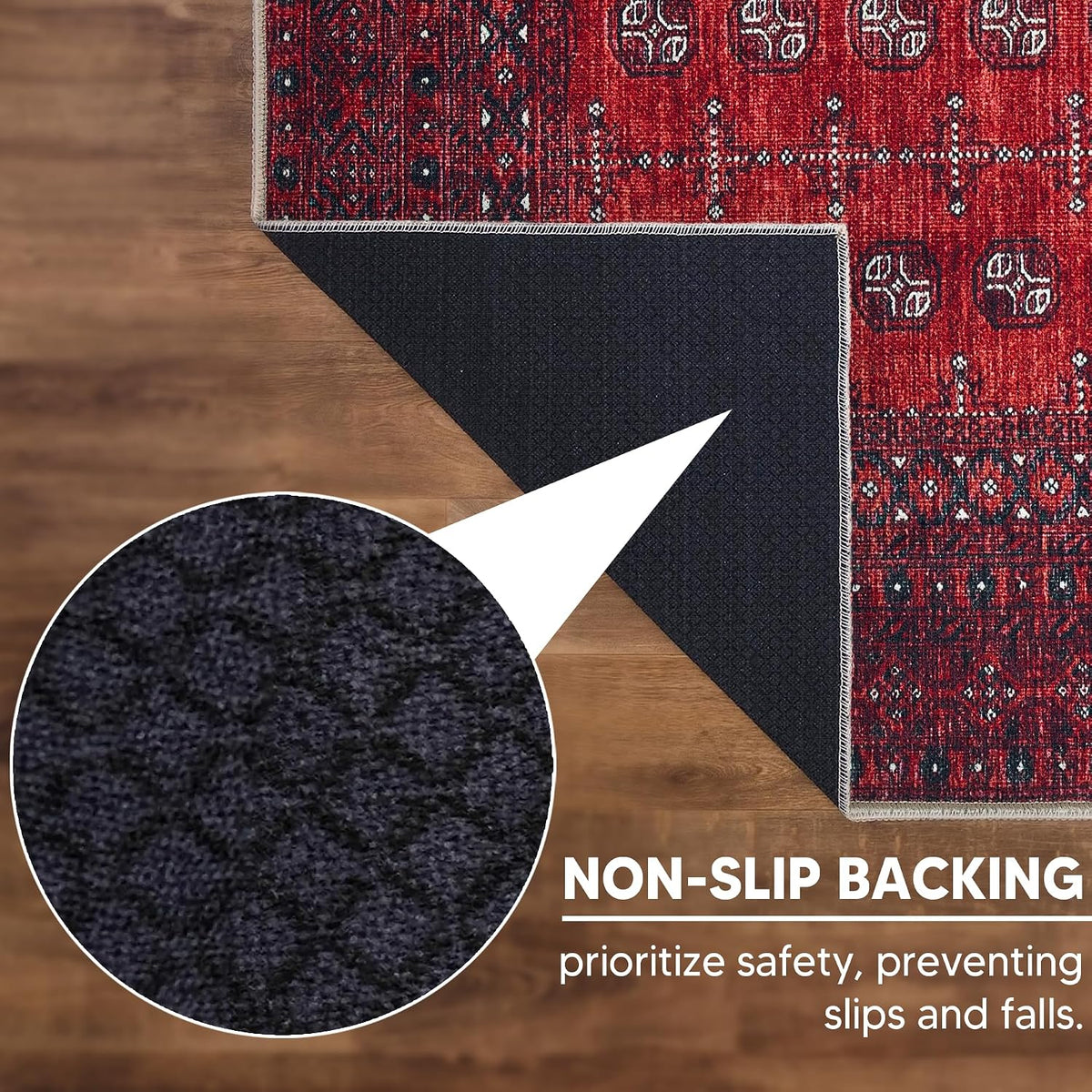 Keen Home Design Vintage Washable Area Rug, Non-Slip Low Pile, 5x7