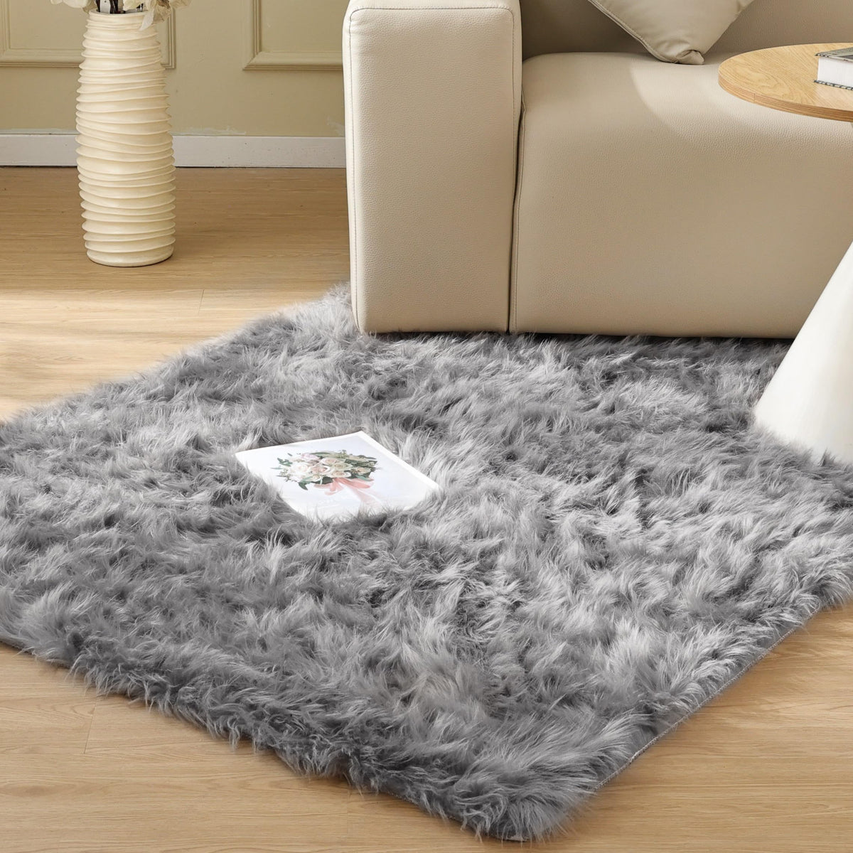 ORINOVA White Faux Sheepskin Fuzzy Fur Rugs for Bedroom Small Machine Washable Fluffy Area Rugs for Living Room 2x4 Shag Nursery Rug