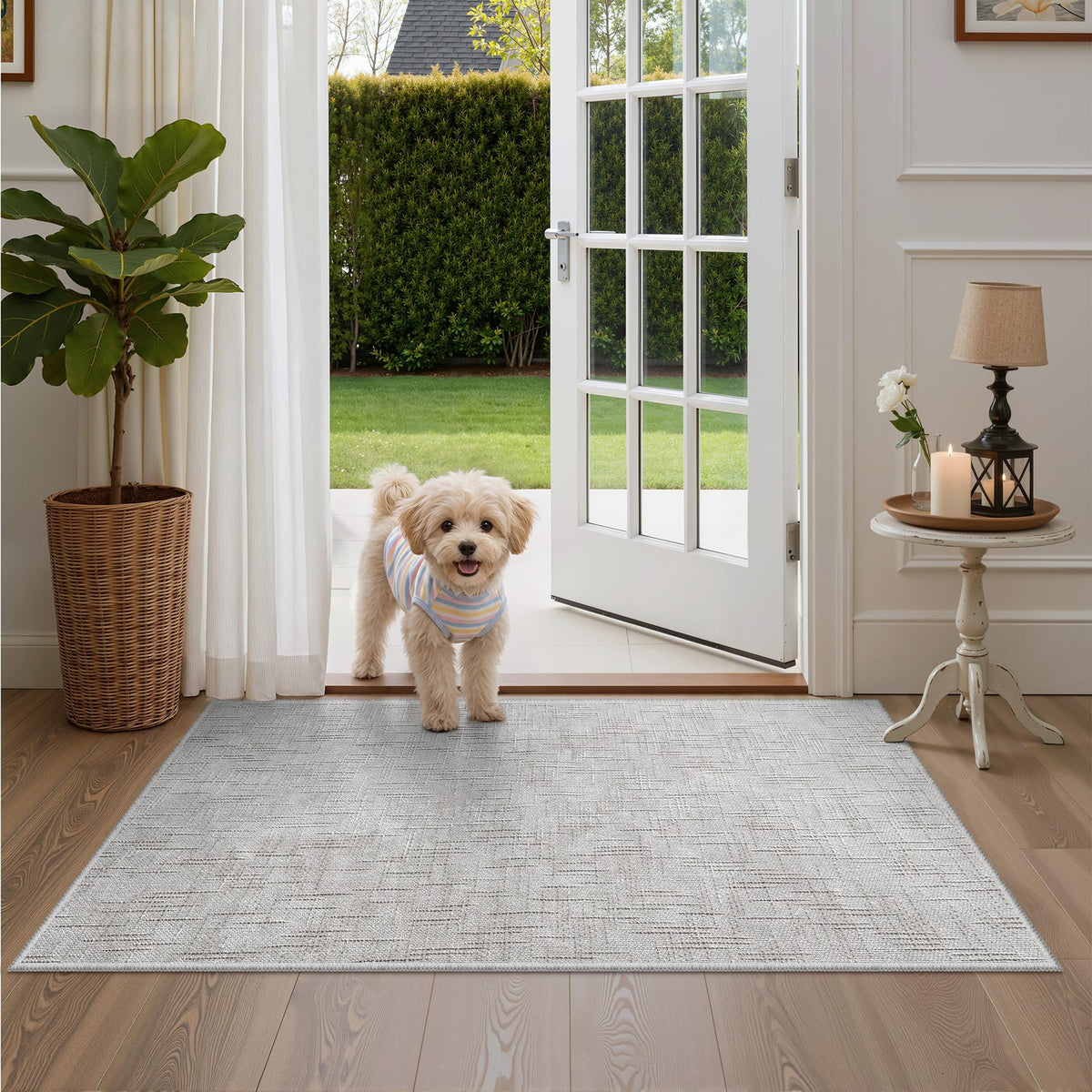 Valenrug Beige 8x10 Area Rugs for Living Room, Large Washable Rug Non Slip