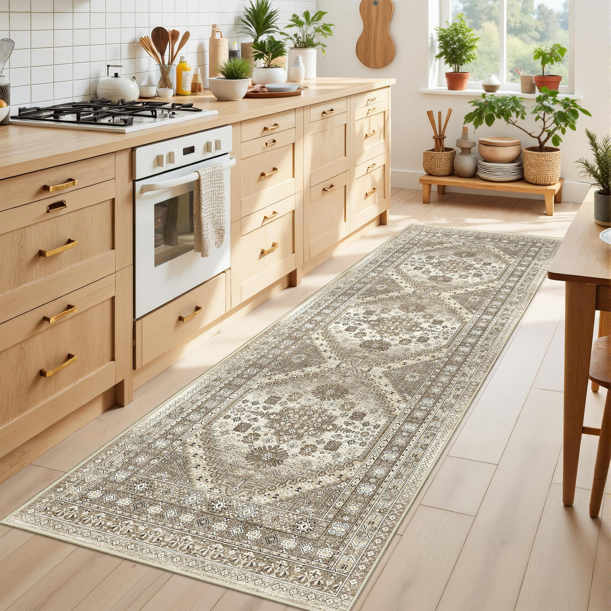 4x6 Area Rugs for Living Room, Non Slip Rugs for Bedroom, Beige