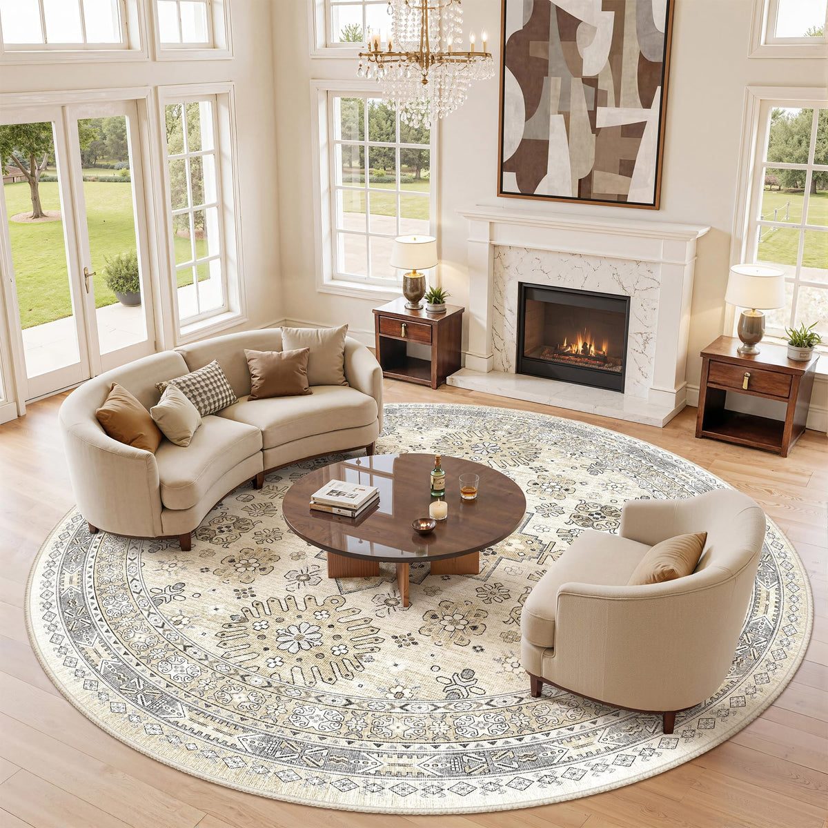 zesthome 5x7 Area Rugs for Living Room,Large Washable Rug,Orange