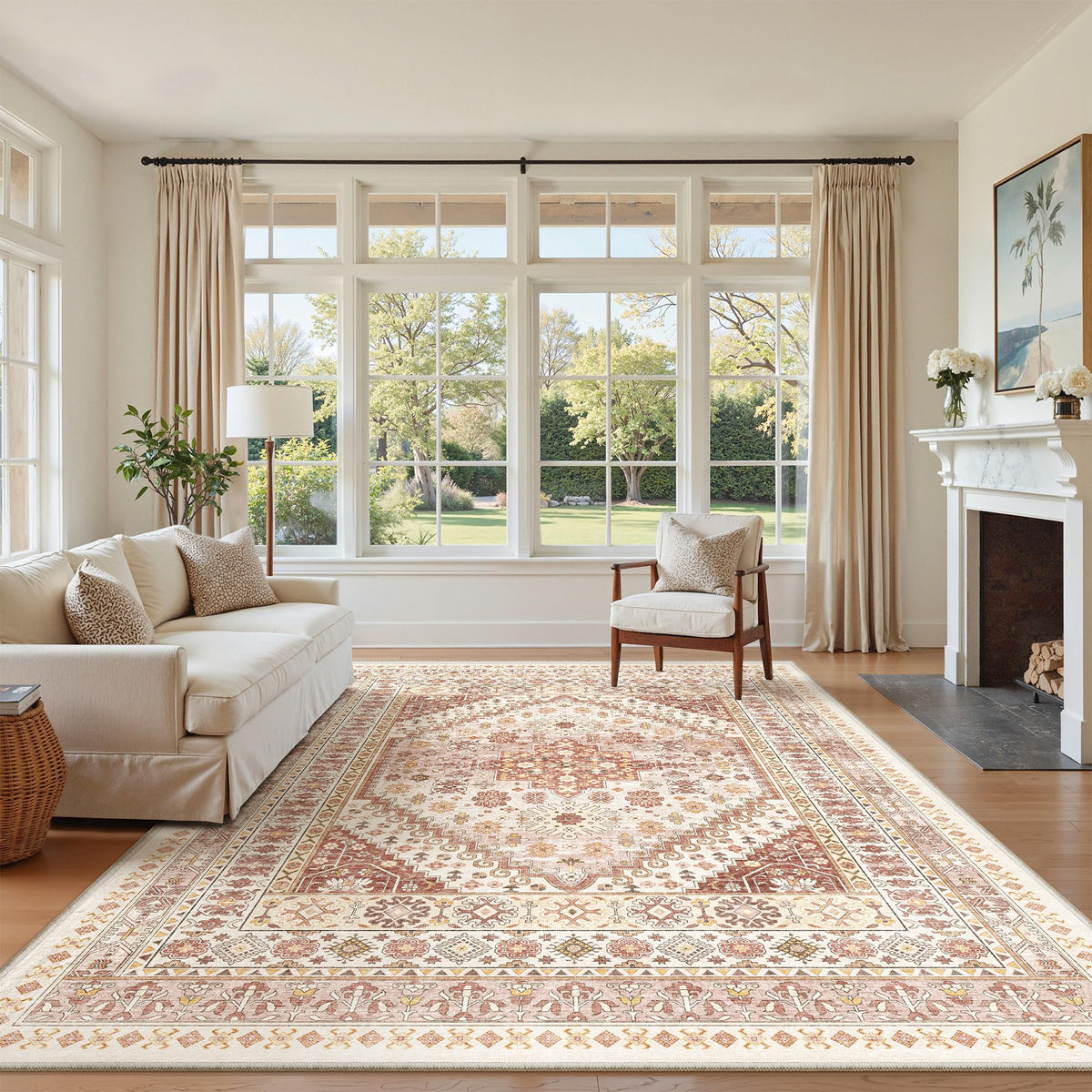 zesthome 5x7 Area Rugs for Living Room,Large Washable Rug,Orange