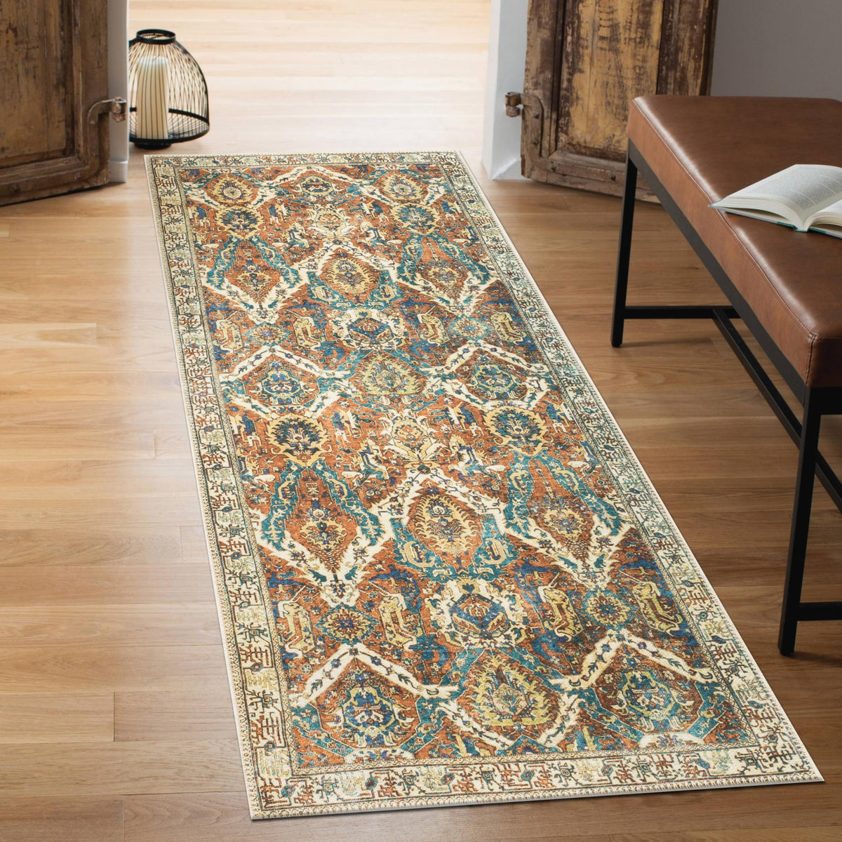 Keen Home Design Vintage Washable Entryway Rug, Non-Slip Low Pile, 3x5