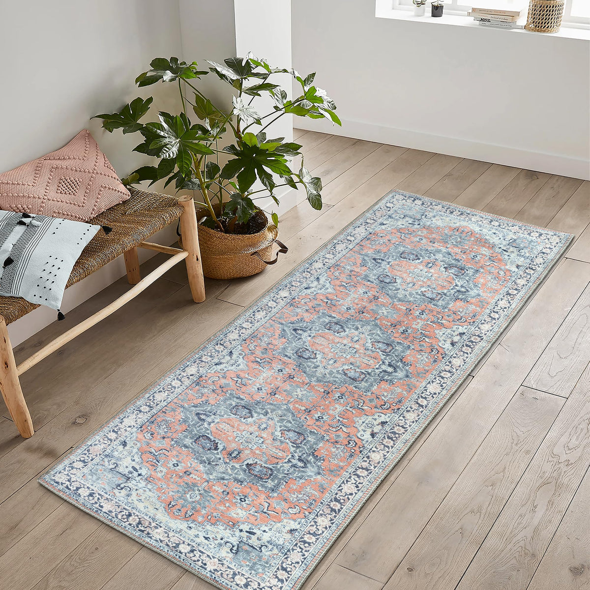 Bloom Rugs Washable Non-Slip 8' x 10' Rug - Gray/Charcoal/Blue Modern Abstract Area Rug for Living Room, Bedroom, Dining Room, and Kitchen - Exact Size: 8' x 10'