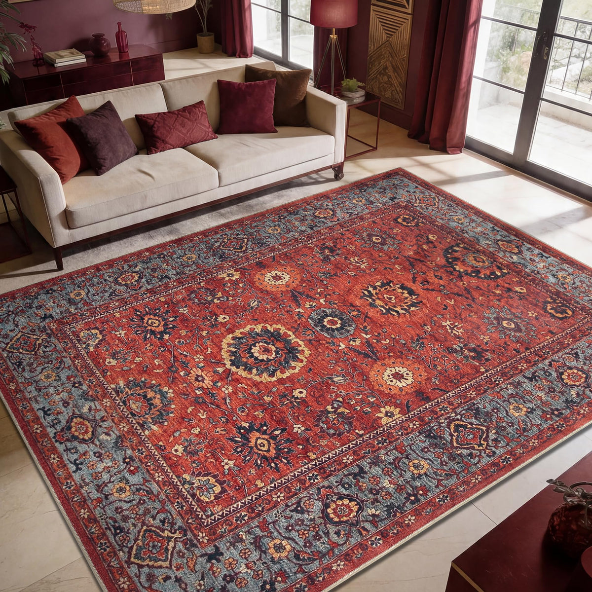 Keen Home Design Vintage Washable Entryway Rug, Non-Slip Low Pile, 3x5