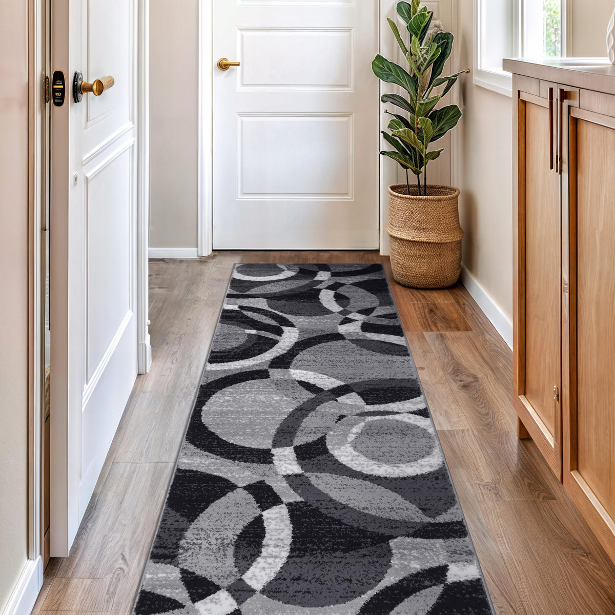 Rugshop Overlapping Circles Modern Geometric Area Rug Red 7'10" x 10'2"