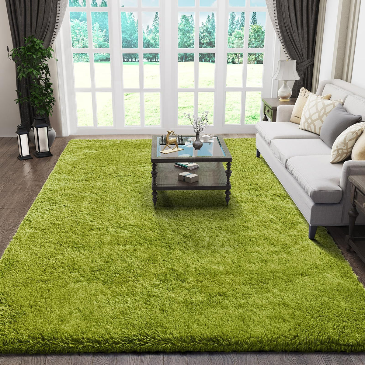 Ophanie Round Rugs 5Ft Ivory Circle Area Rug,Baby Nursery Living Room Bedroom Decor Circular Carpet 5 Foot,Fluffy Fuzzy Shag Plush Cream for Kids Boys Girls Teen with Over 99 pcs Pile fibers