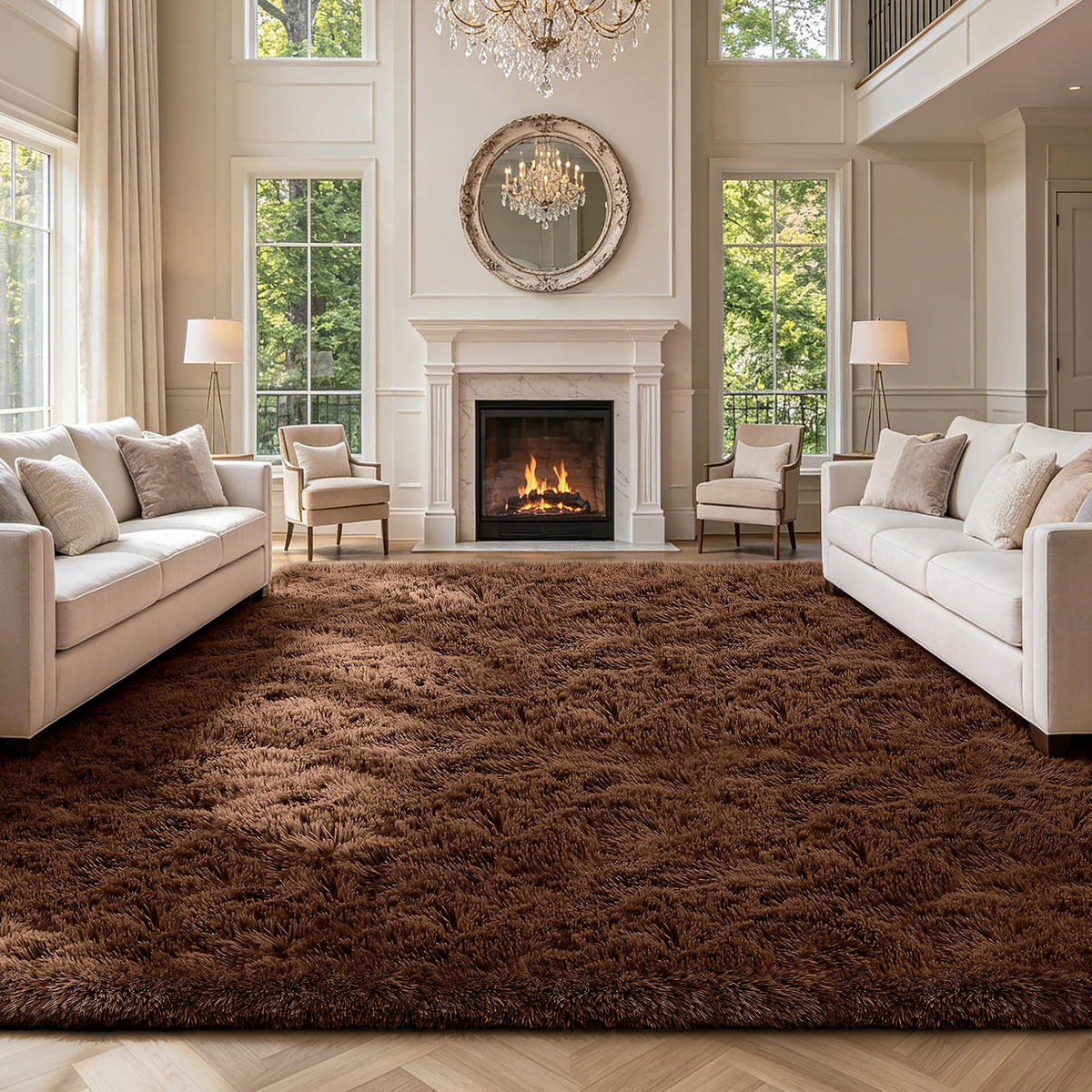 Shag Area Rugs for Bedroom Living Room,4X6 Ultra Soft Fluffy Area Rugs for Dorm,Indoor Carpet Plush Rugs for Home Decor,Tie-Dye Grey