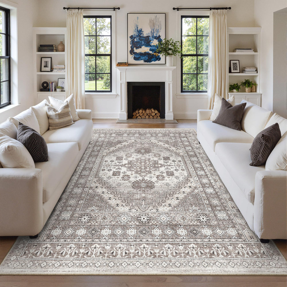 zesthome 5x7 Area Rugs for Living Room,Large Washable Rug,Orange