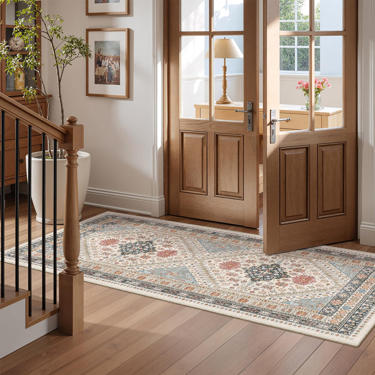 4x6 Area Rugs for Living Room, Non Slip Rugs for Bedroom, Beige