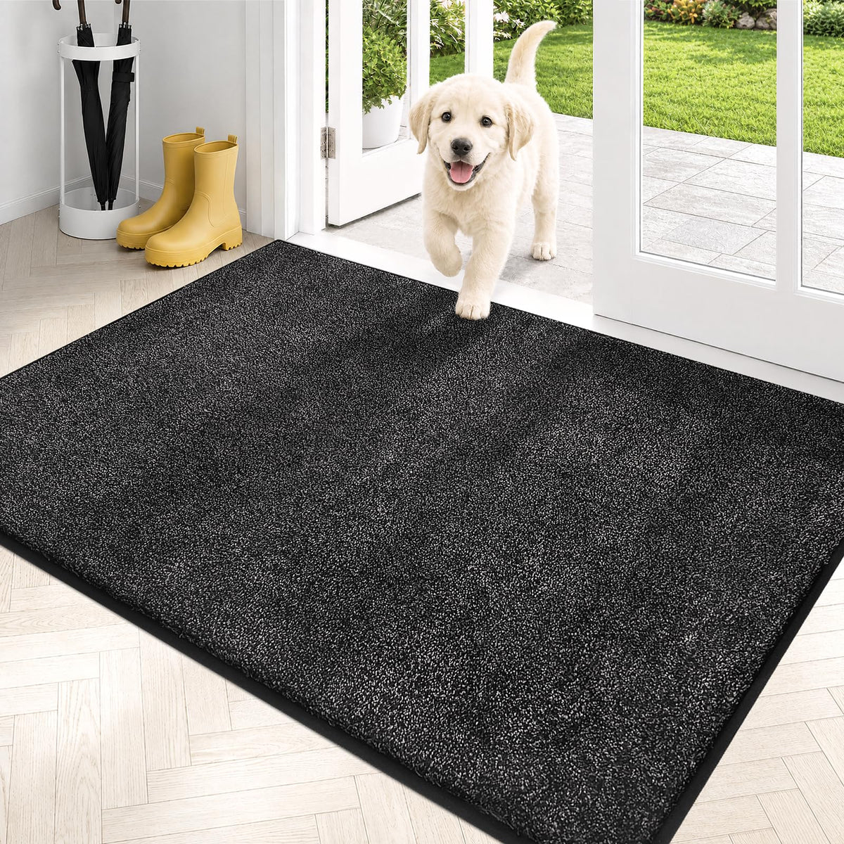 PURRUGS Dirt Trapping Indoor Door Mat, 20" x 31.5", Bluish Grey-Black