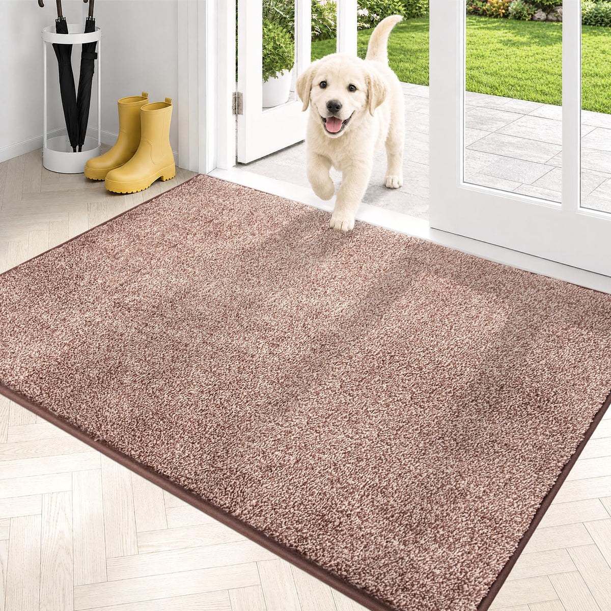 PURRUGS Dirt Trapping Indoor Door Mat, 20" x 31.5", Bluish Grey-Black
