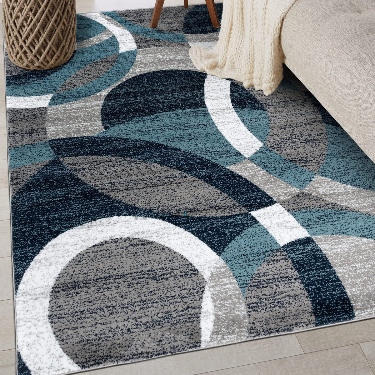 Rugshop Overlapping Circles Modern Geometric Area Rug Red 7'10" x 10'2"