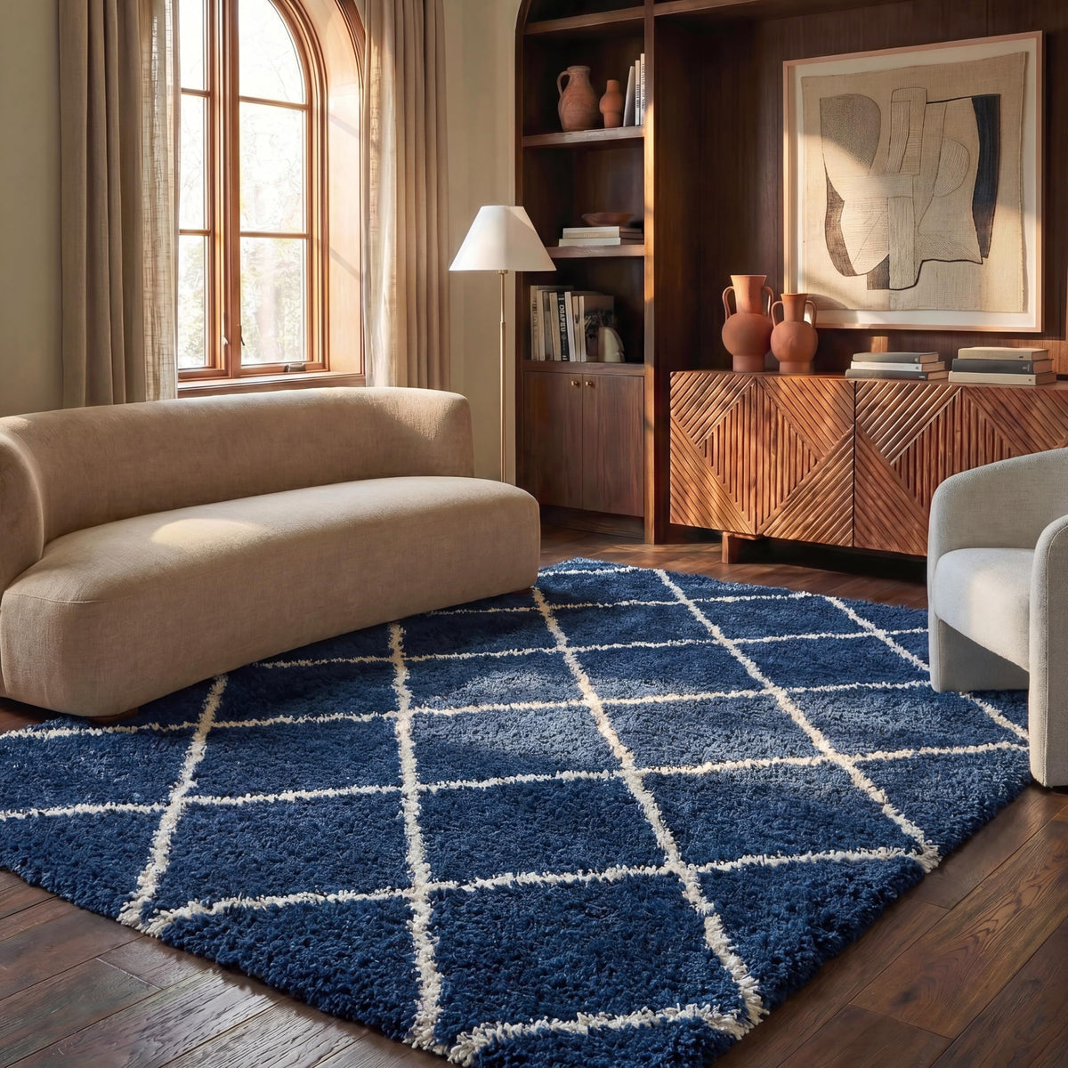 SAFAVIEH Hudson Shag Accent Rug 3'x5', Soft Plush Grey & Beige SGH281J