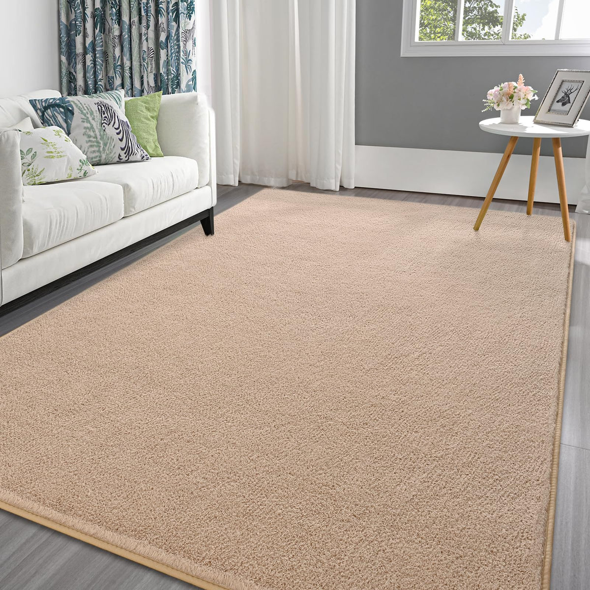 Pettop 4x6 ft Grey Area Rugs for Bedroom Living Room, Washable Memory Foam Indoor Carpet, Modern Aesthetic Minimalist Non Slip Soft Comfy Carpet for Boys Girls Dorm Home Decor
