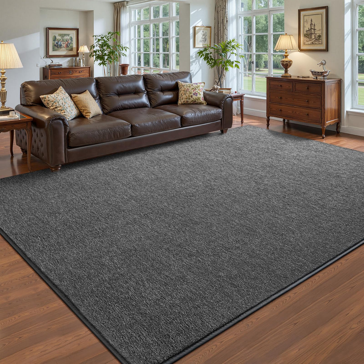 Pettop 4x6 ft Grey Area Rugs for Bedroom Living Room, Washable Memory Foam Indoor Carpet, Modern Aesthetic Minimalist Non Slip Soft Comfy Carpet for Boys Girls Dorm Home Decor