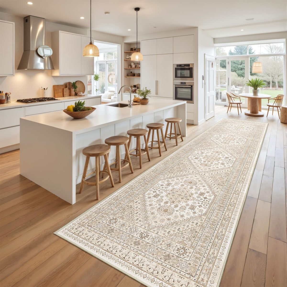 4x6 Area Rugs for Living Room, Non Slip Rugs for Bedroom, Beige