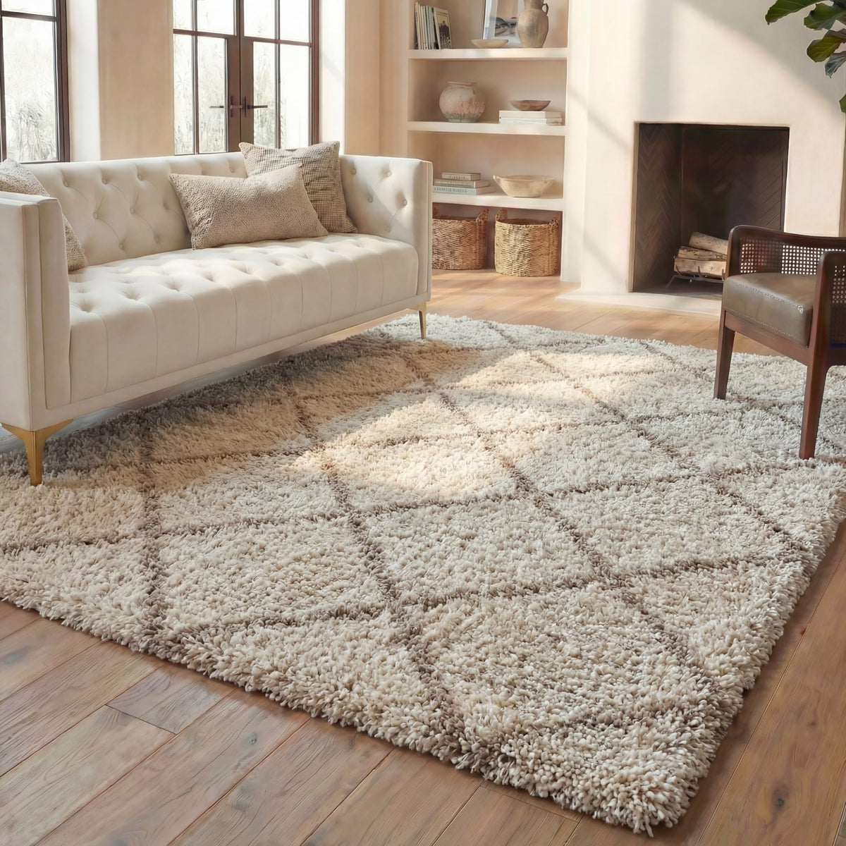 SAFAVIEH Hudson Shag Accent Rug 3'x5', Soft Plush Grey & Beige SGH281J