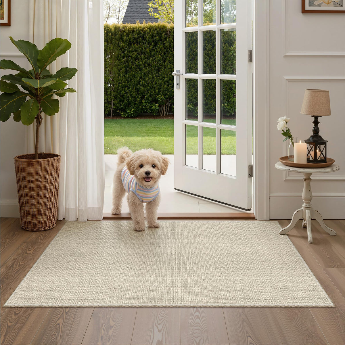 Valenrug Beige 8x10 Area Rugs for Living Room, Large Washable Rug Non Slip