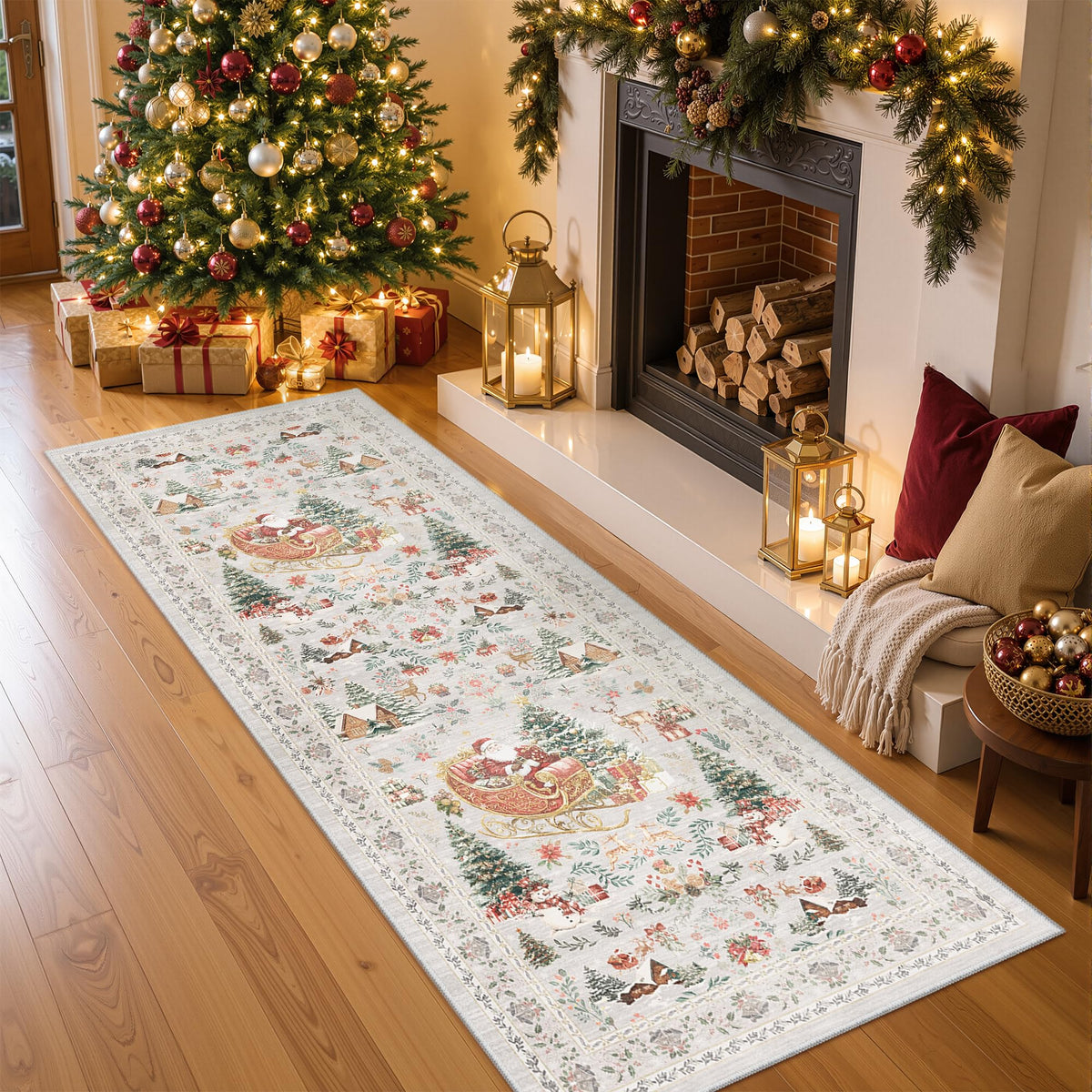 4x6 Area Rugs for Living Room, Non Slip Rugs for Bedroom, Beige