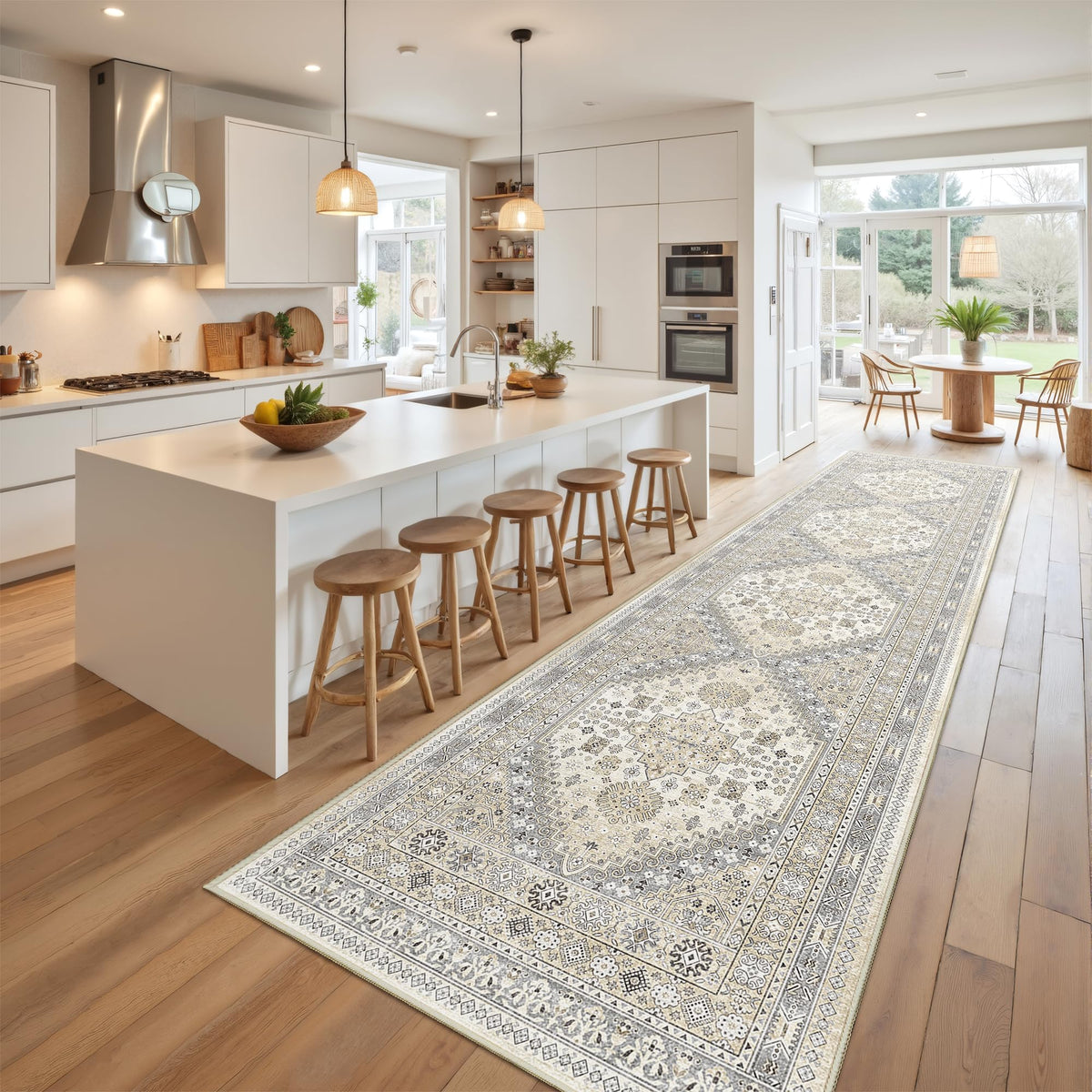 4x6 Area Rugs for Living Room, Non Slip Rugs for Bedroom, Beige