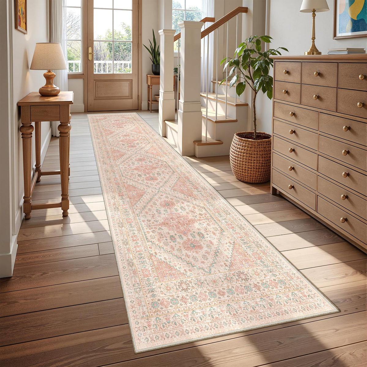4x6 Area Rugs for Living Room, Non Slip Rugs for Bedroom, Beige