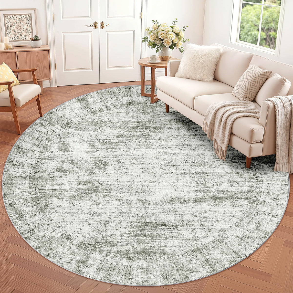 LIVELYGLOW 5x7 Washable Abstract Area Rug, Small Indoor Bedroom Dorm Rug