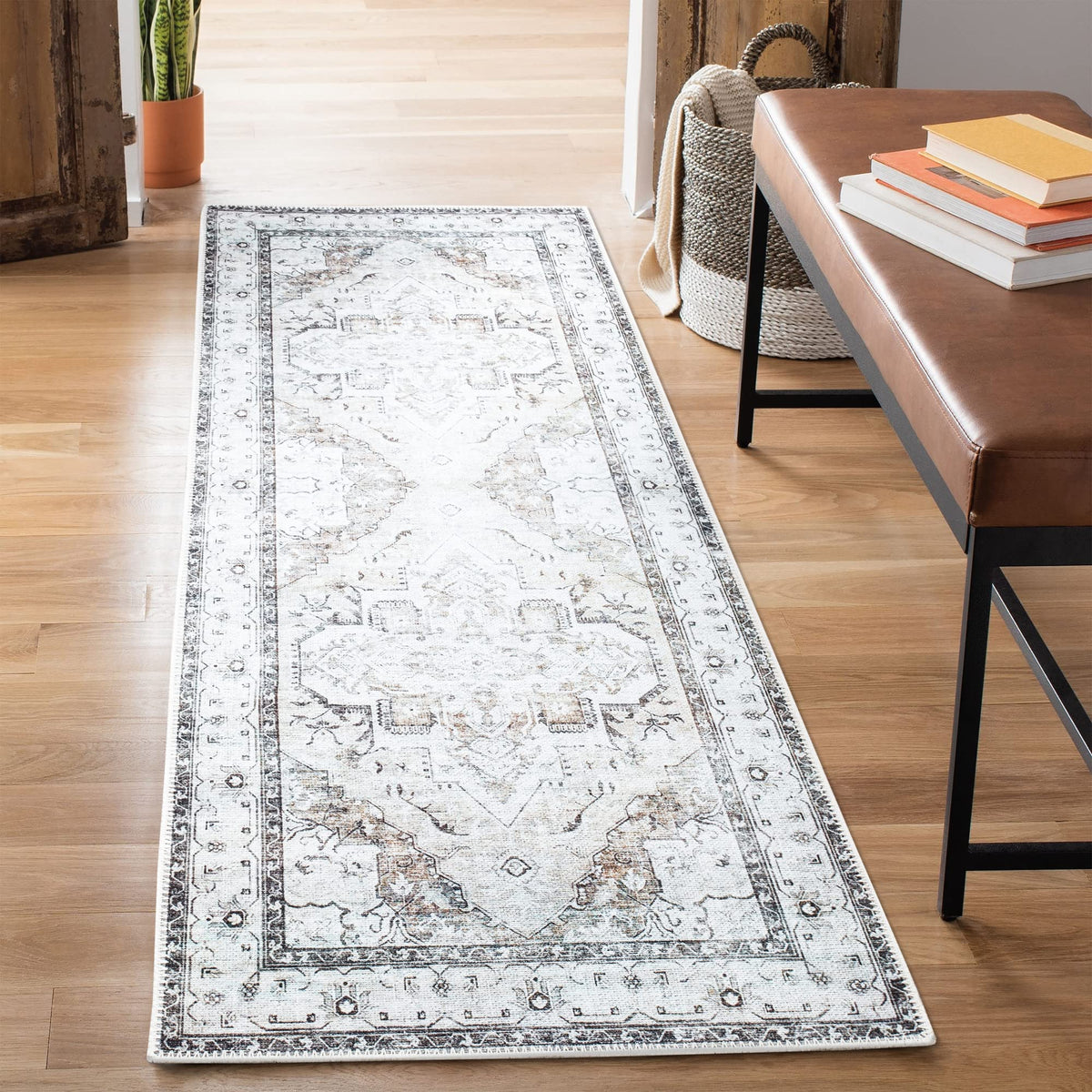 Bloom Rugs Washable Non-Slip 8' x 10' Rug - Gray/Charcoal/Blue Modern Abstract Area Rug for Living Room, Bedroom, Dining Room, and Kitchen - Exact Size: 8' x 10'