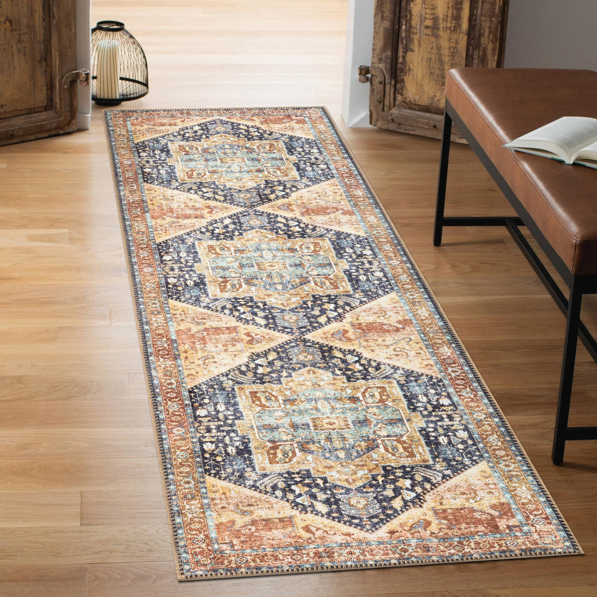 Keen Home Design Vintage Washable Entryway Rug, Non-Slip Low Pile, 3x5