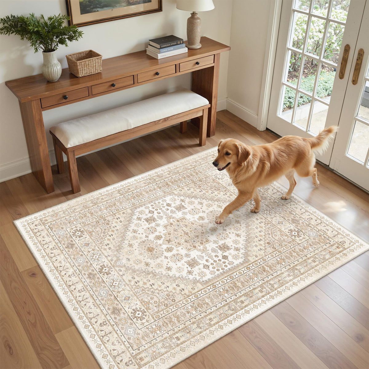 zesthome 5x7 Area Rugs for Living Room,Large Washable Rug,Orange