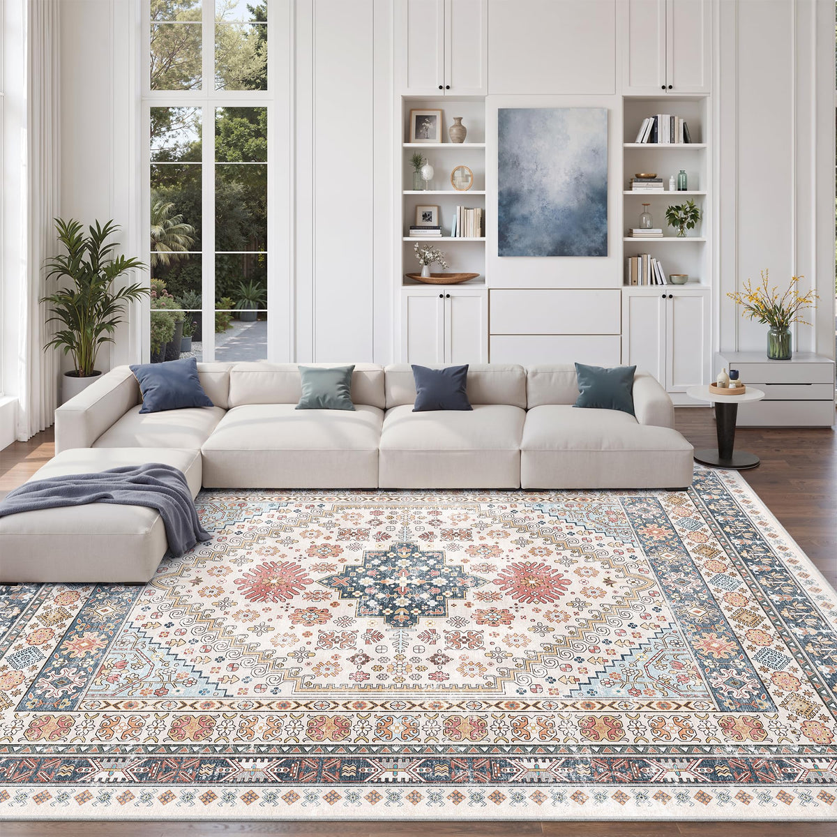 zesthome 5x7 Area Rugs for Living Room,Large Washable Rug,Orange