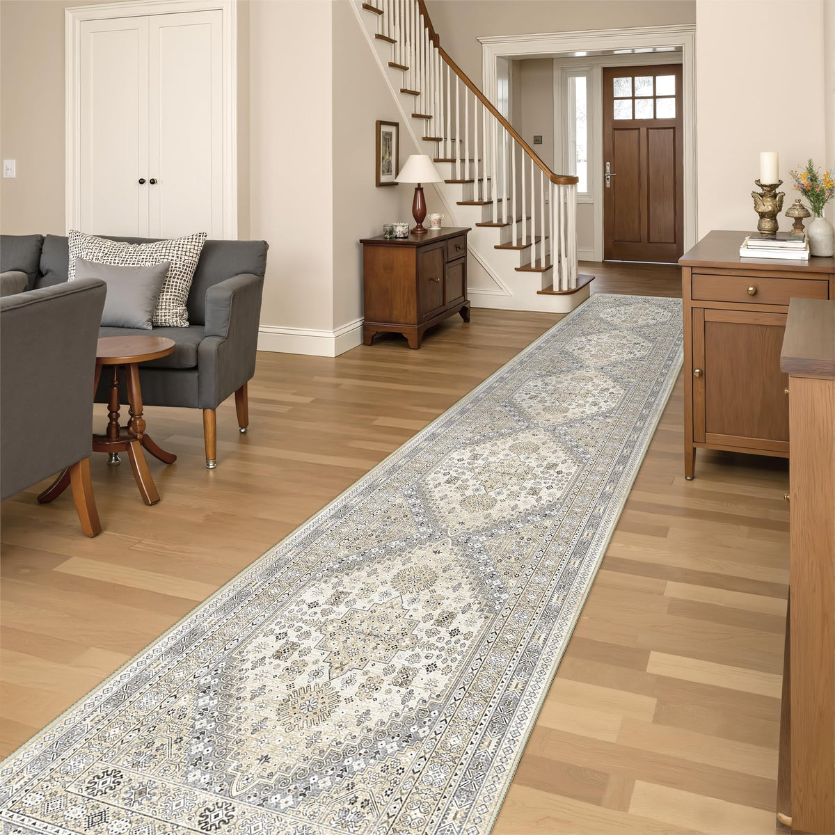 4x6 Area Rugs for Living Room, Non Slip Rugs for Bedroom, Beige