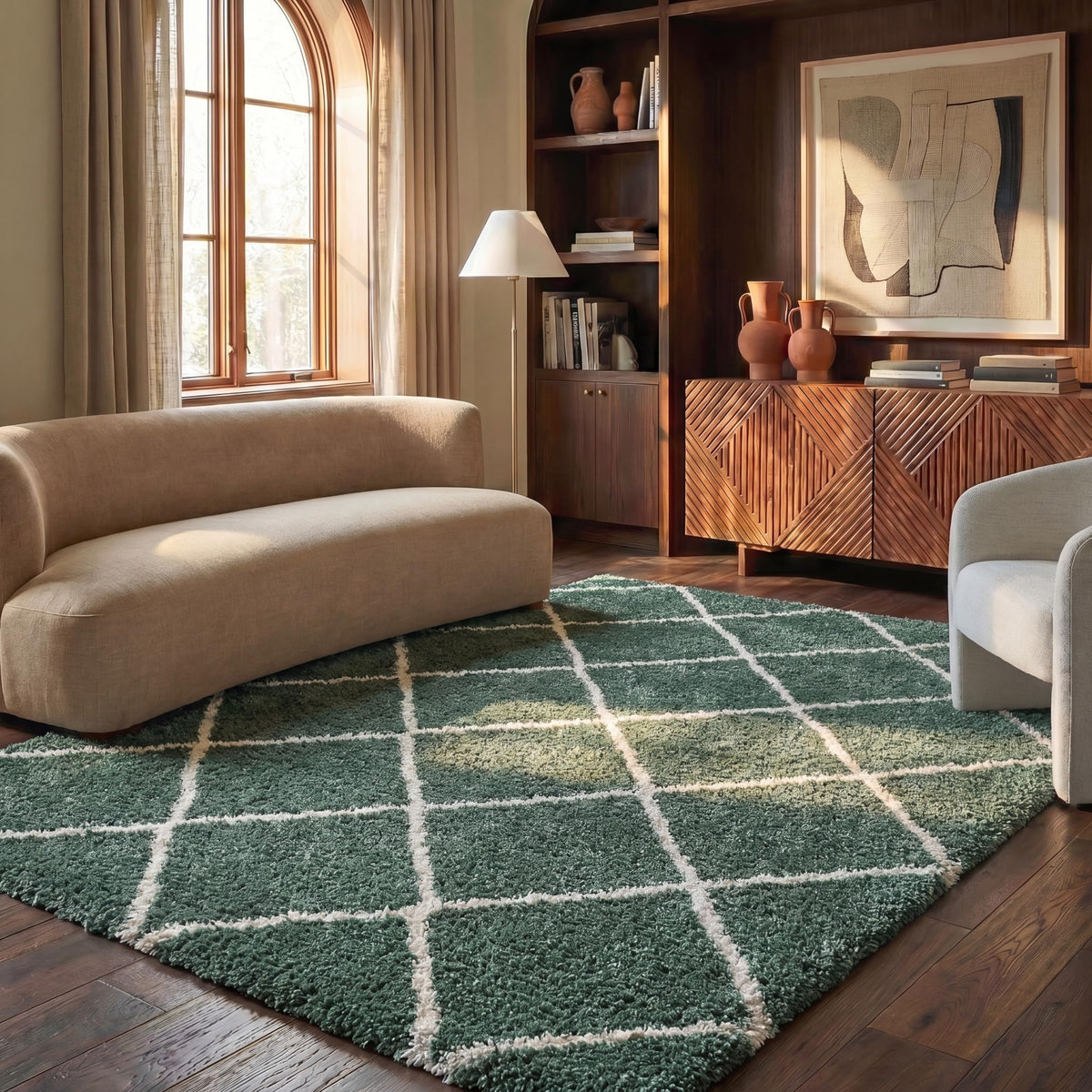 SAFAVIEH Hudson Shag Accent Rug 3'x5', Soft Plush Grey & Beige SGH281J