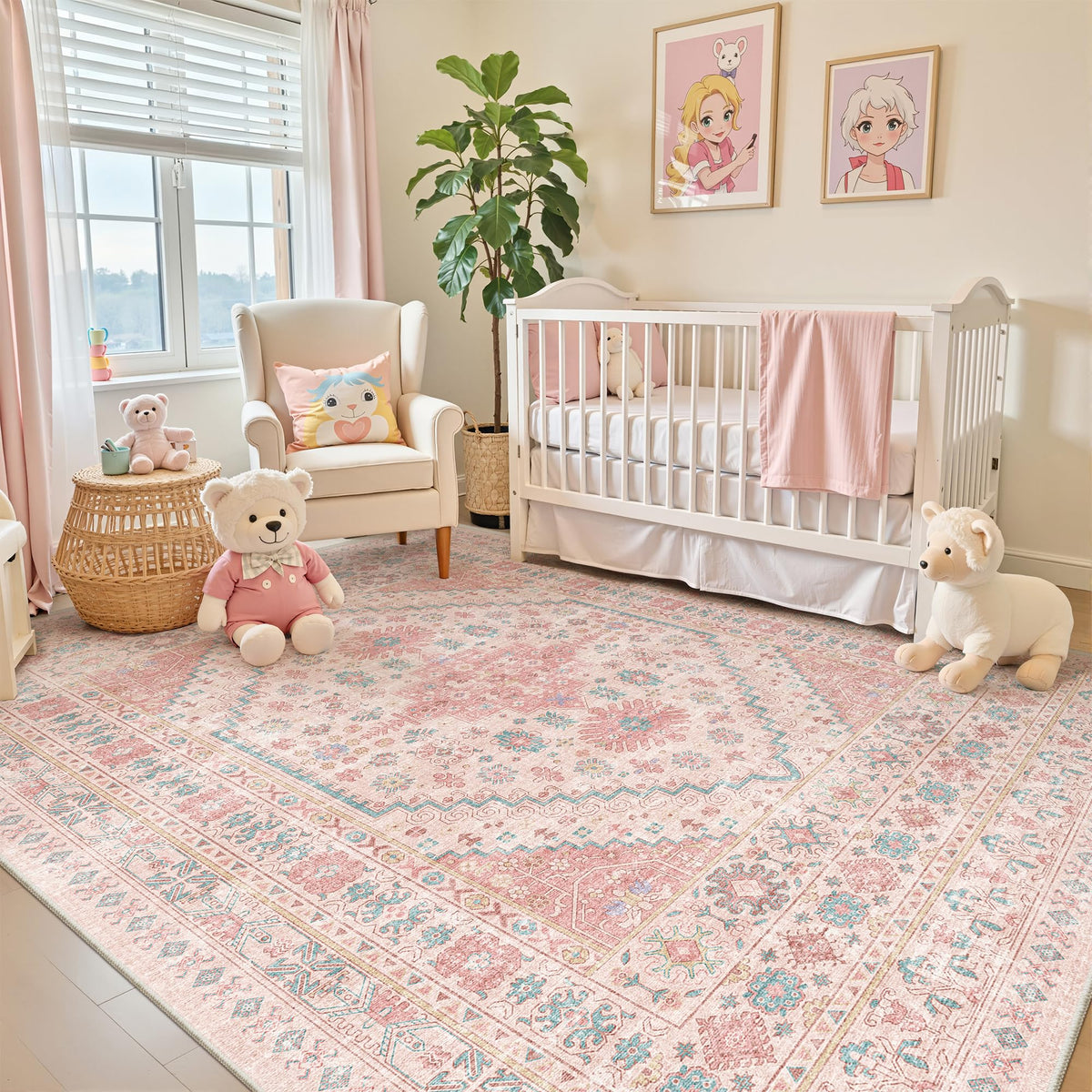 zesthome 5x7 Area Rugs for Living Room,Large Washable Rug,Orange