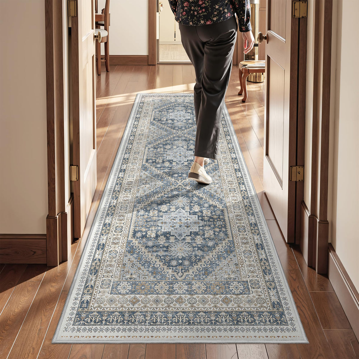 4x6 Area Rugs for Living Room, Non Slip Rugs for Bedroom, Beige