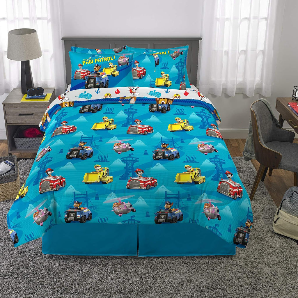 Franco Kids Bedding Super Soft Comforter and Sheet Set with Sham, 7 Piece Full Size, Paw Patrol
