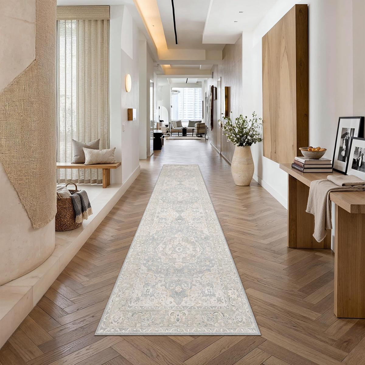 8x10 Beige Area Rug Vintage Carpet