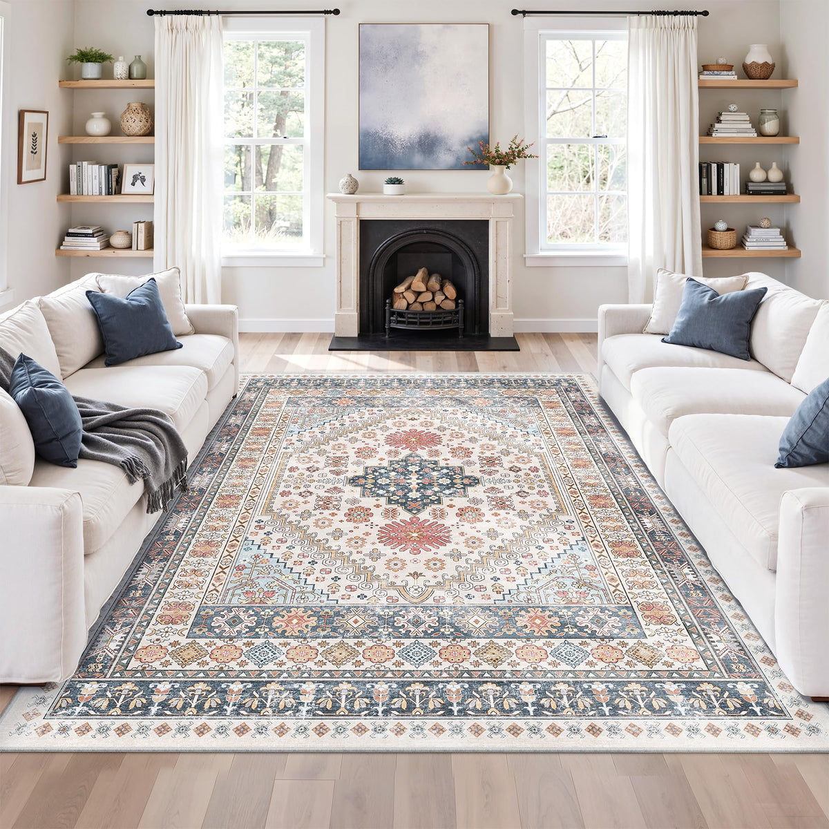 zesthome 5x7 Area Rugs for Living Room,Large Washable Rug,Orange