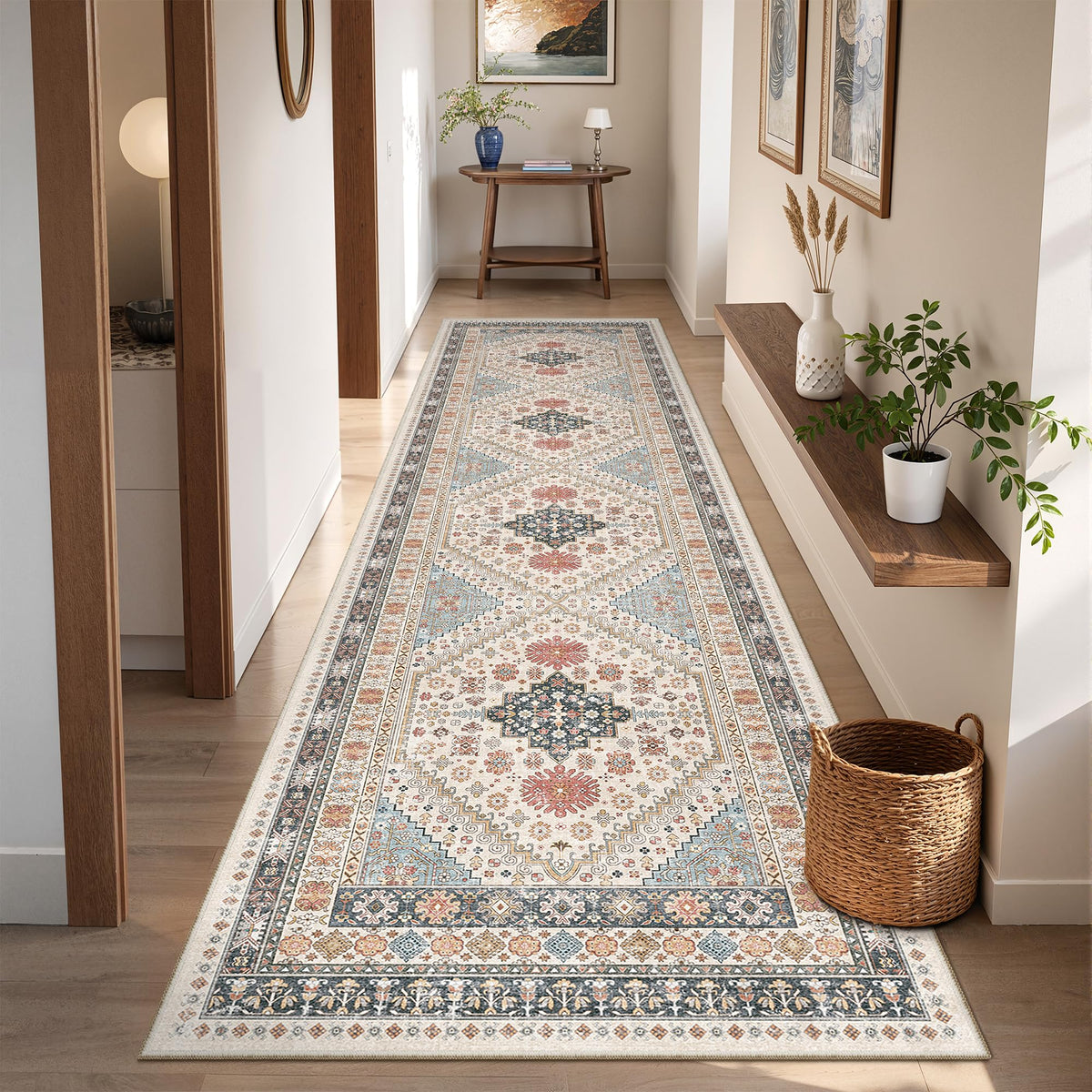 4x6 Area Rugs for Living Room, Non Slip Rugs for Bedroom, Beige