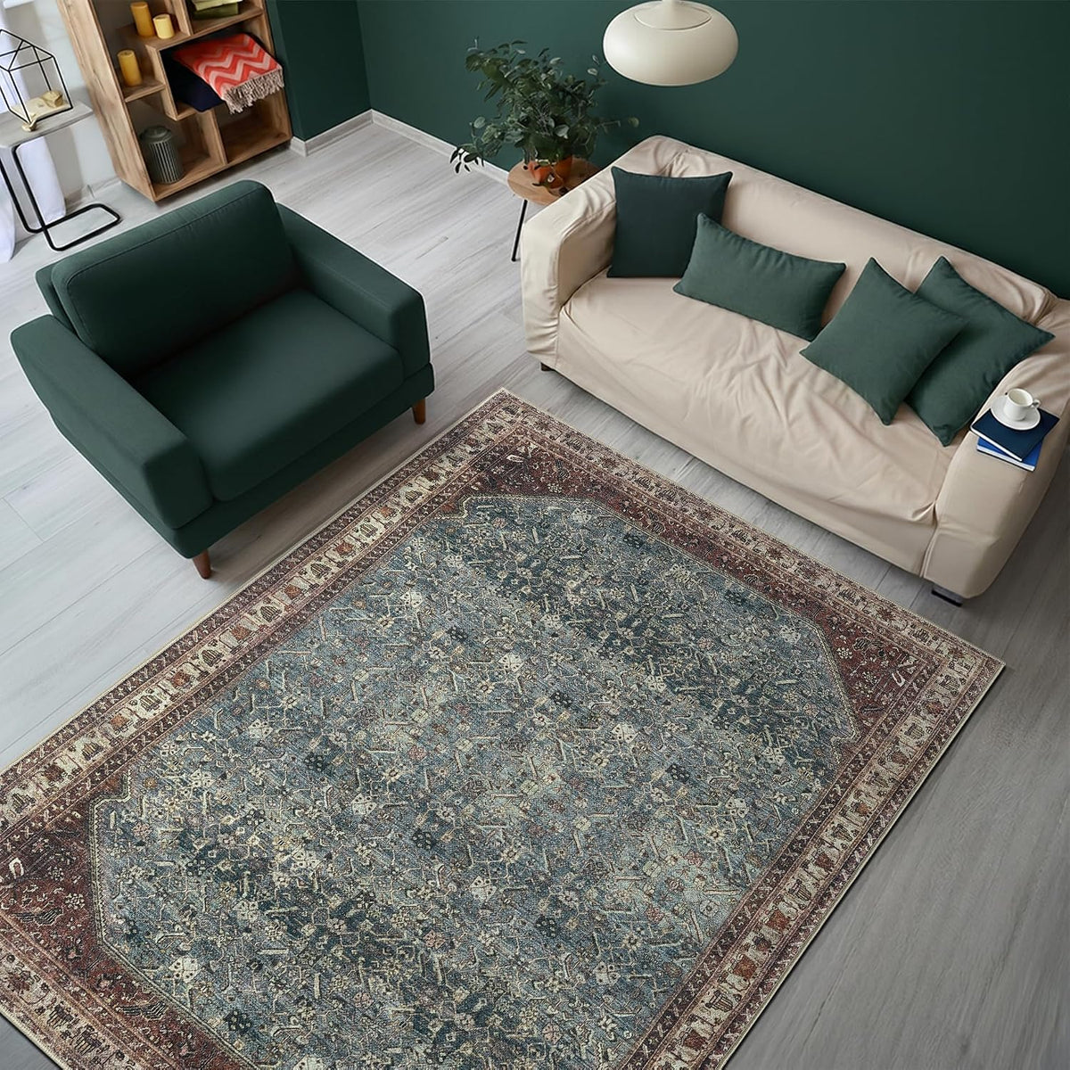Keen Home Design Vintage Washable Entryway Rug, Non-Slip Low Pile, 3x5