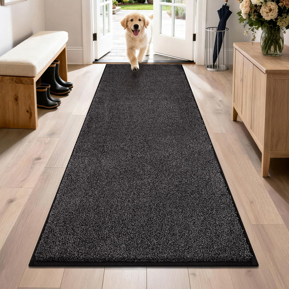 PURRUGS Dirt Trapping Indoor Door Mat, 20" x 31.5", Bluish Grey-Black