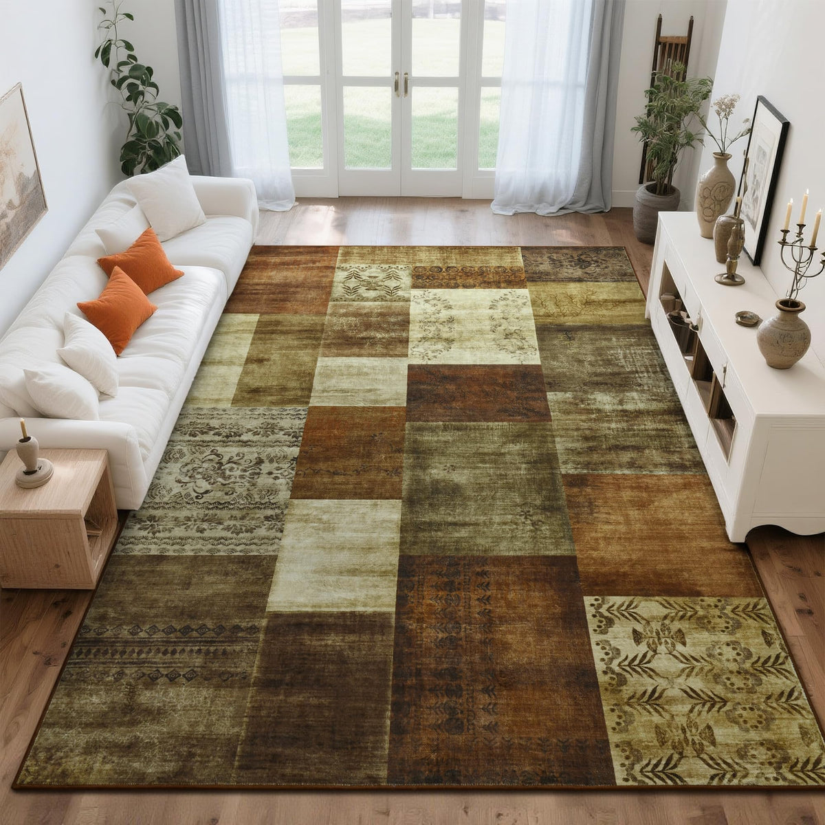 Tepook 4x6 Area Rugs for Living Room, Washable Large Geometric Bedroom Rug