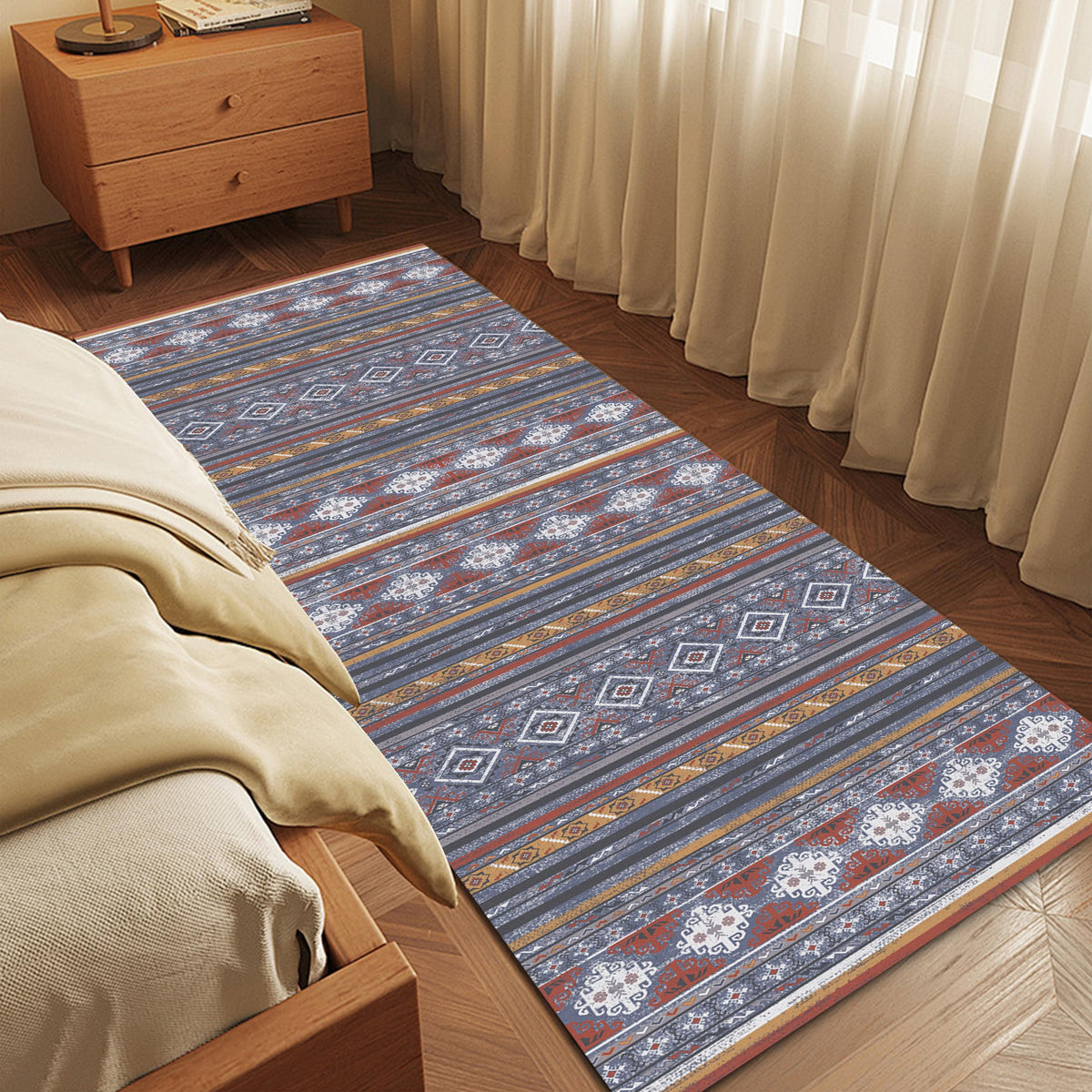 RUGSURE Washable Area Rug - 1/6 Thick - Stain & Water Resistant Non-Slip - Resistant Rug for Living Room, Bedroom, Nursery, Pet & Child Friendly, Vintage Charm Area Rugs (Grey+LightTeal, 3' x 5 ')