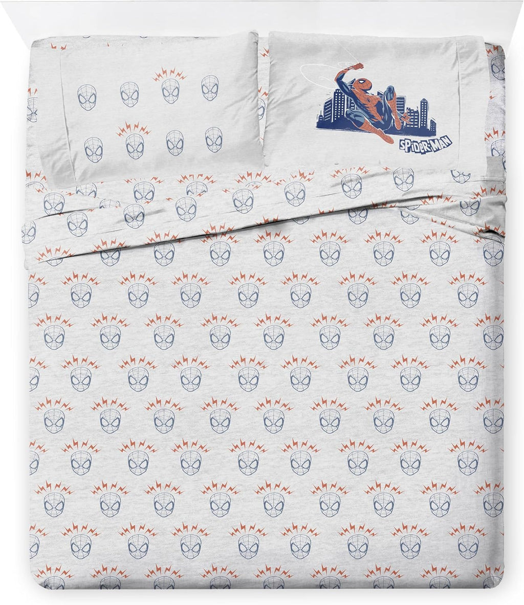 Marvel Spiderman Full Comforter Set 7 Piece Bedding for Boys, Blue